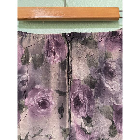 Vintage Dressbarn Women's Purple Floral Boho Midi Skirt Size 14 - Picture 4 of 9
